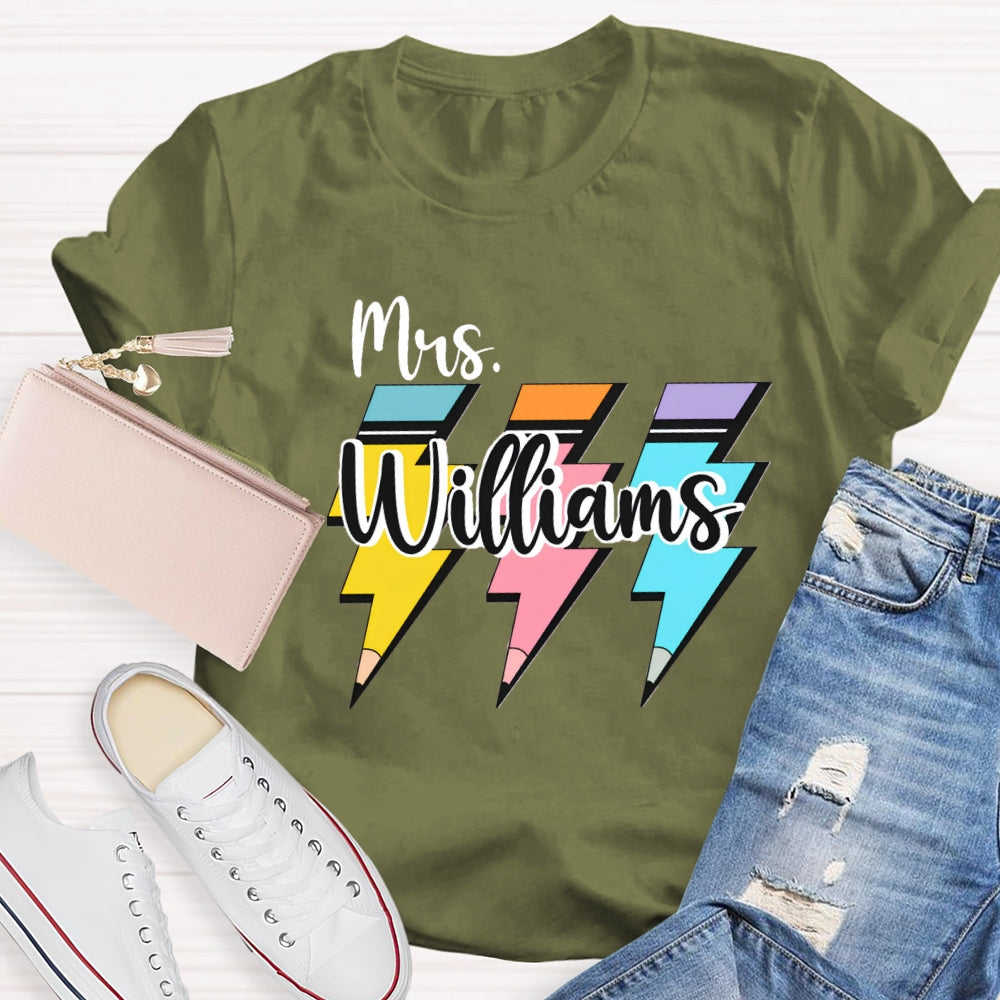 Personalized Name Pencil Back To School T-shirt