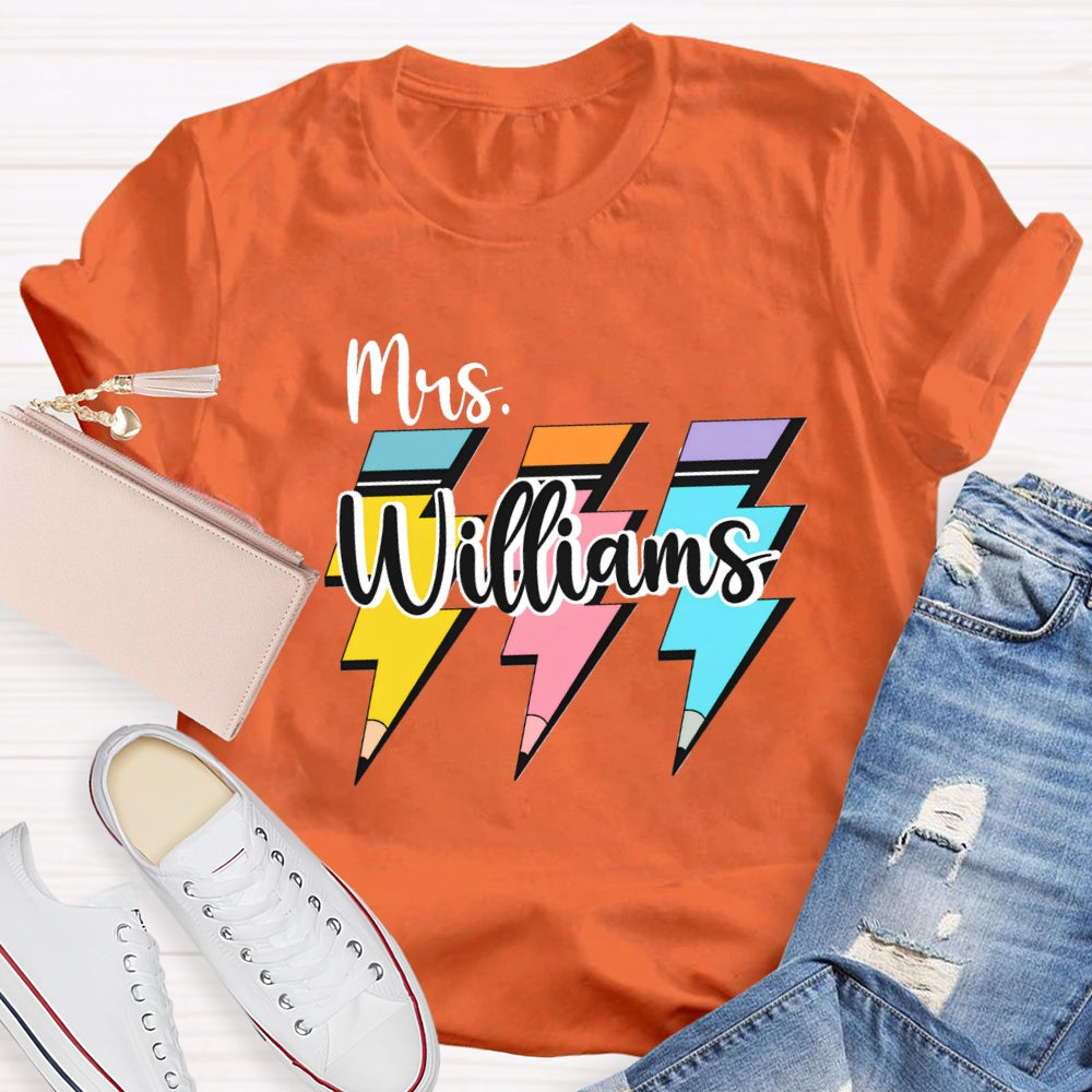 Personalized Name Pencil Back To School T-shirt