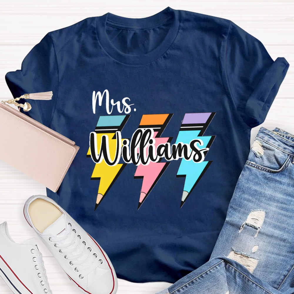 Personalized Name Pencil Back To School T-shirt