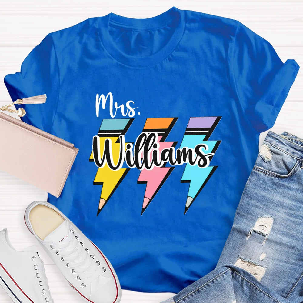 Personalized Name Pencil Back To School T-shirt