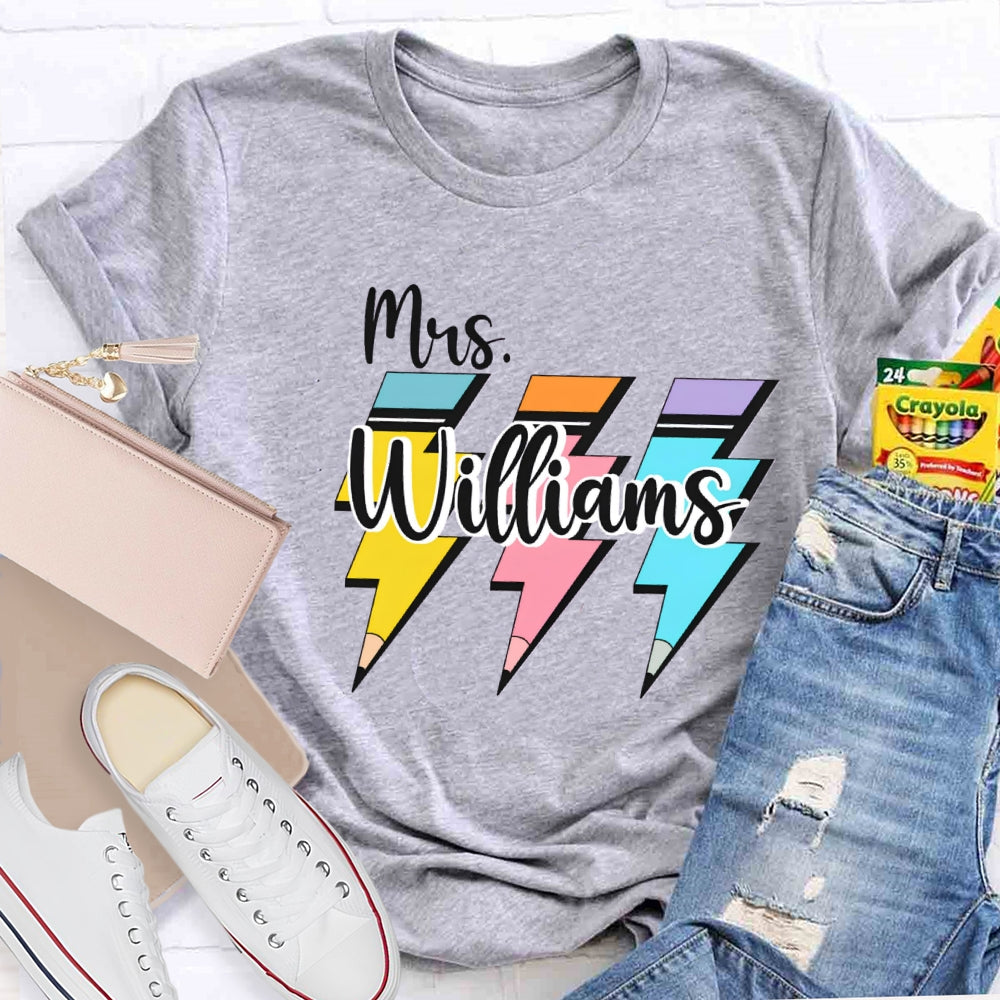 Personalized Name Pencil Back To School T-shirt
