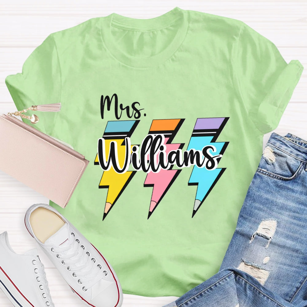 Personalized Name Pencil Back To School T-shirt