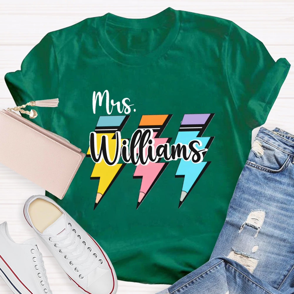 Personalized Name Pencil Back To School T-shirt
