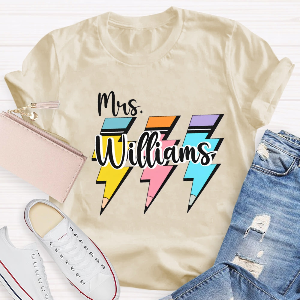 Personalized Name Pencil Back To School T-shirt