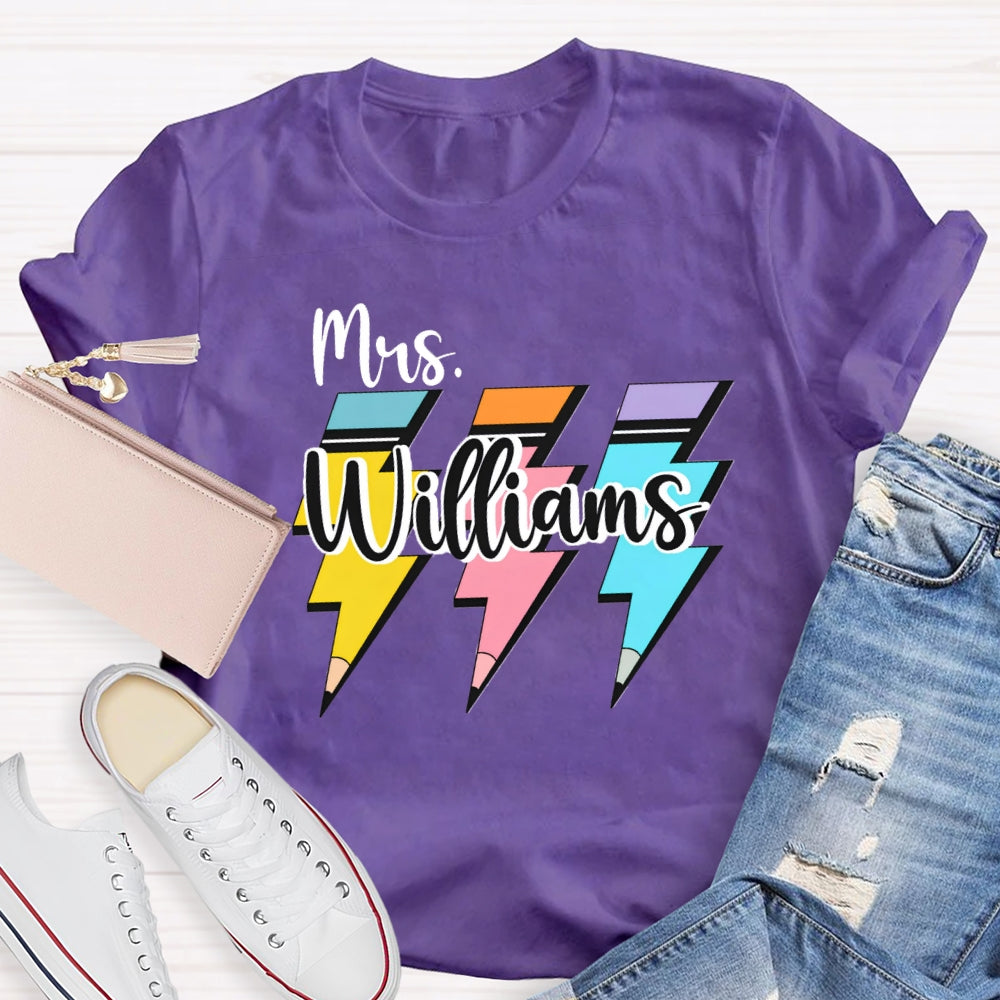 Personalized Name Pencil Back To School T-shirt