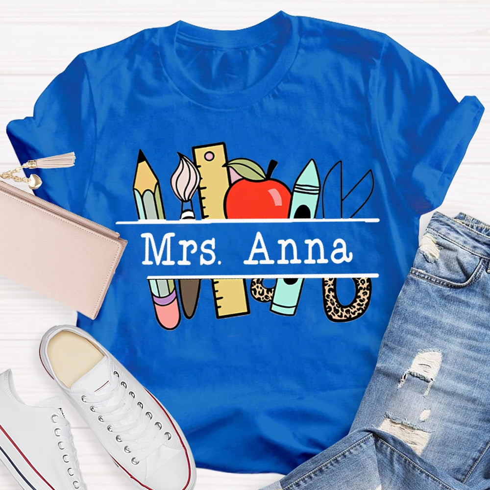 Personalized Teachers Name Text Letters Casual T-Shirt