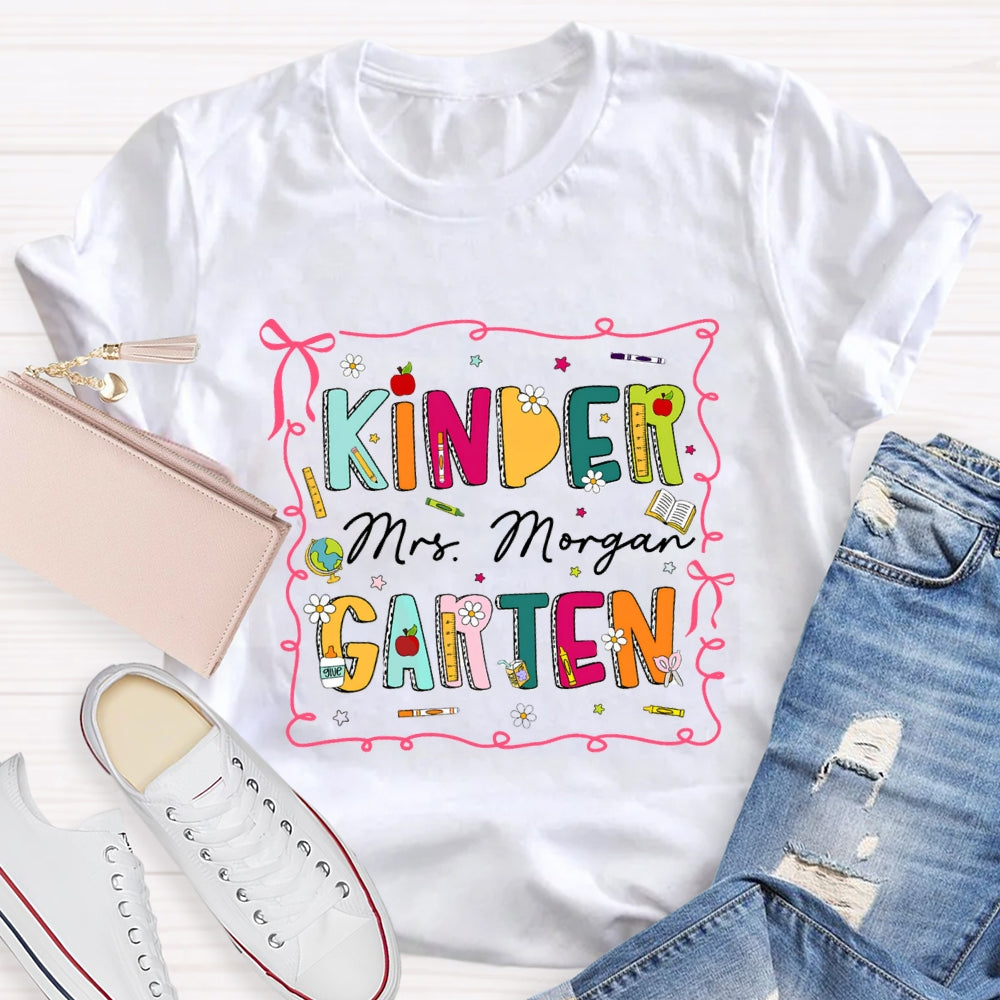 Personalized Grade And Name Pink Circle Colorful Letter T-shirt