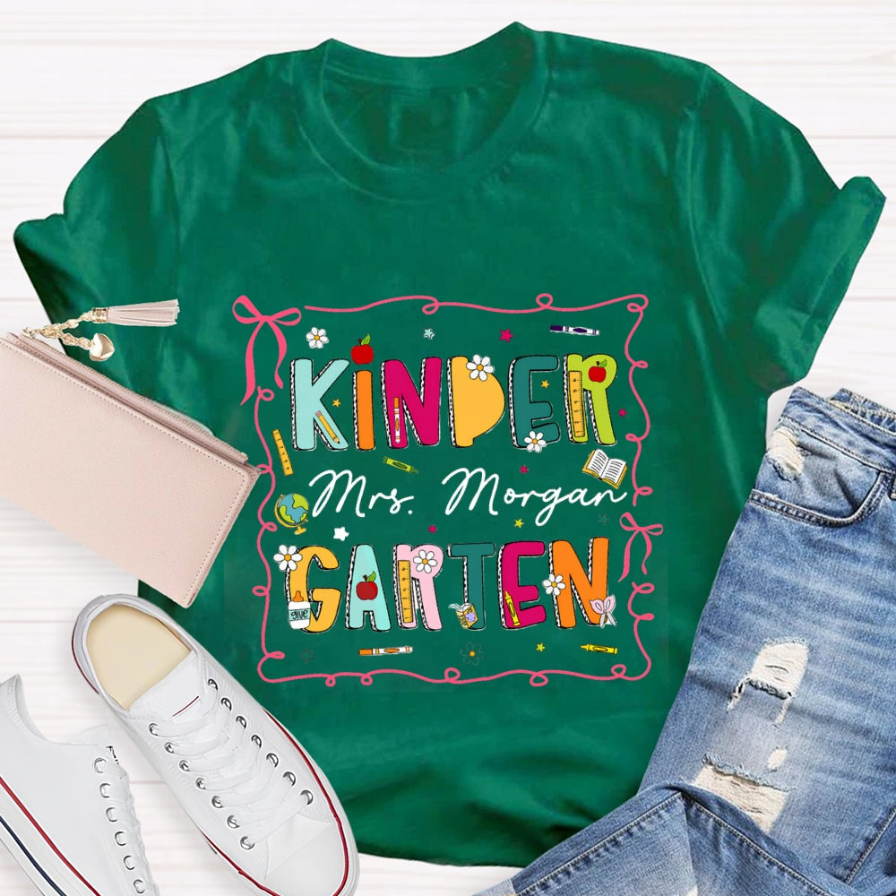 Personalized Grade And Name Pink Circle Colorful Letter T-shirt