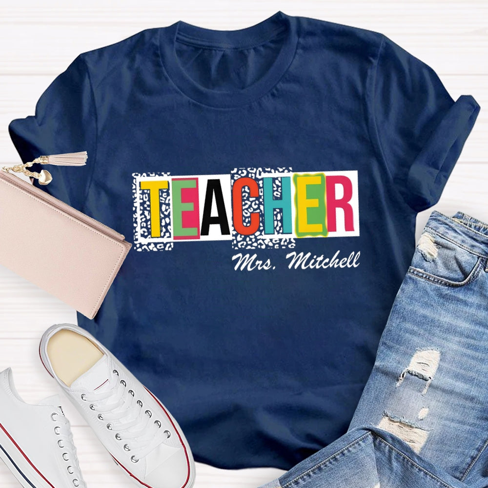 Personalized Name Polka dot Colorful Letter T-shirt