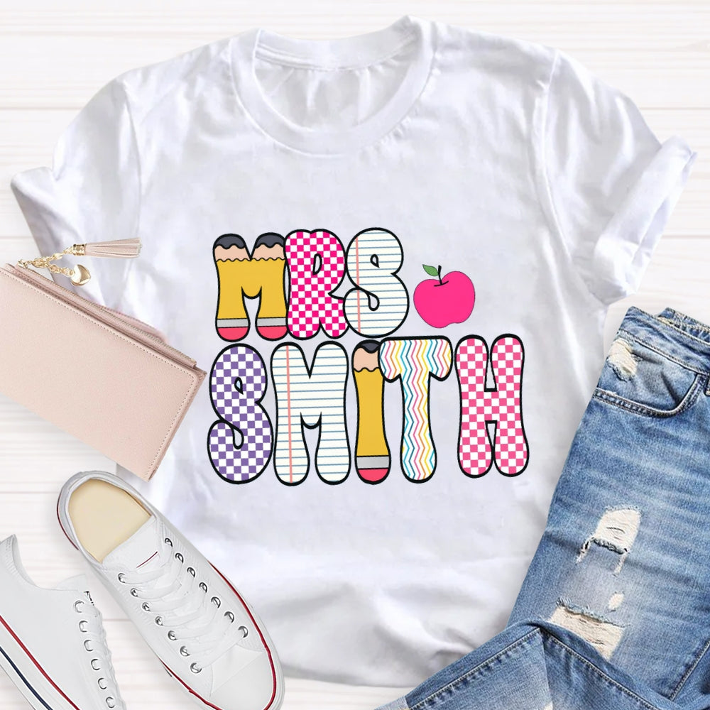 Personalized Name Color Plaid Design Name T-shirt