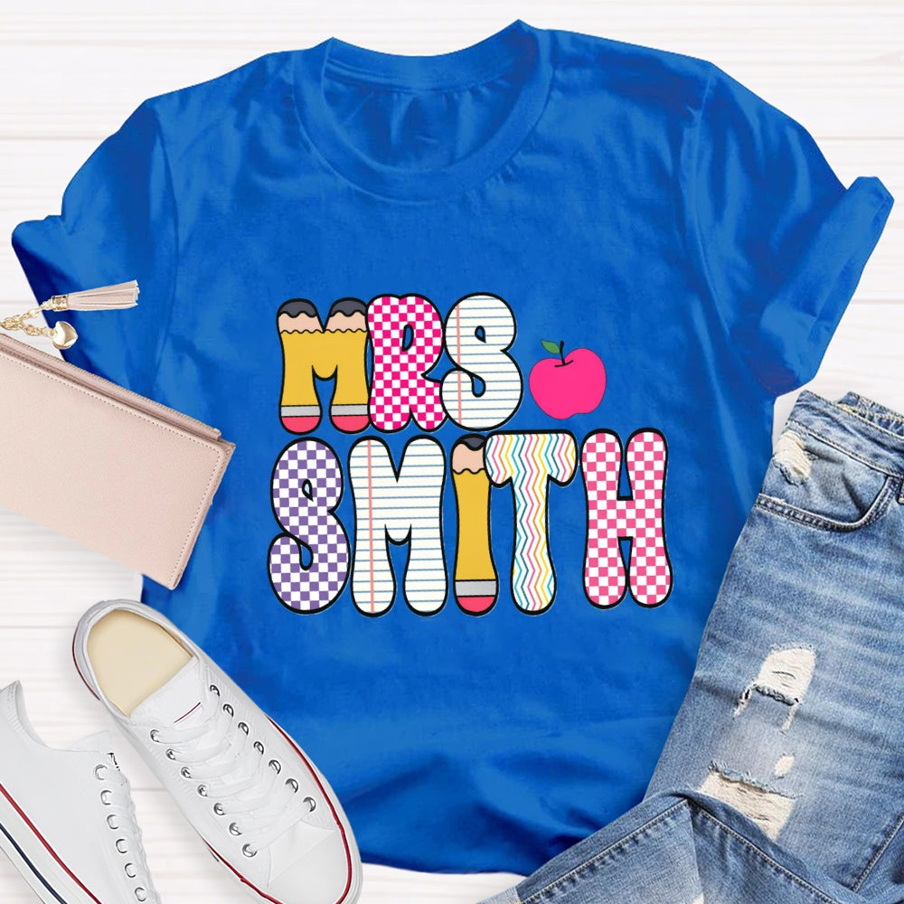 Personalized Name Color Plaid Design Name T-shirt