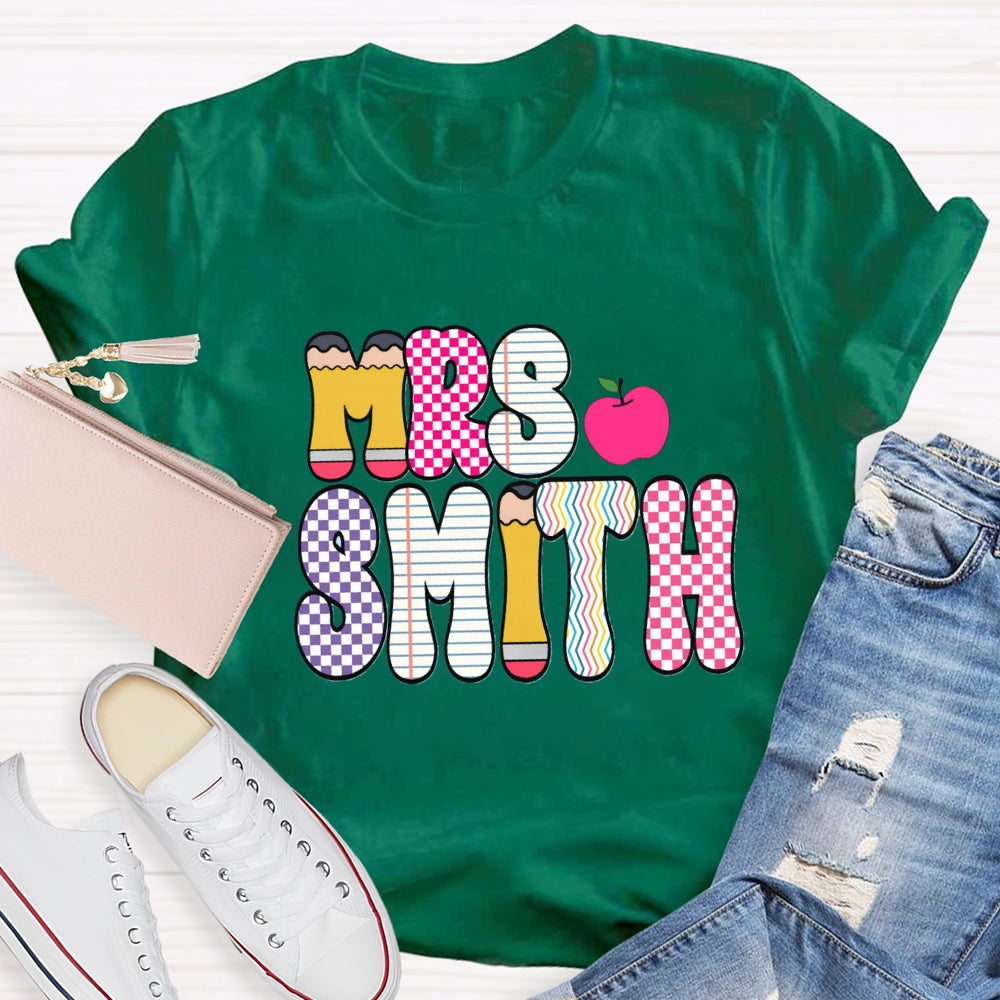 Personalized Name Color Plaid Design Name T-shirt