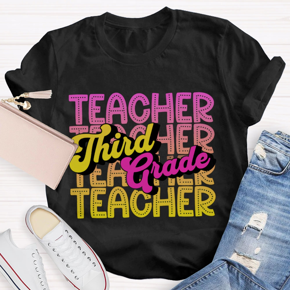 Personalized Grade Third Grade Gradient Teacher T-shirt