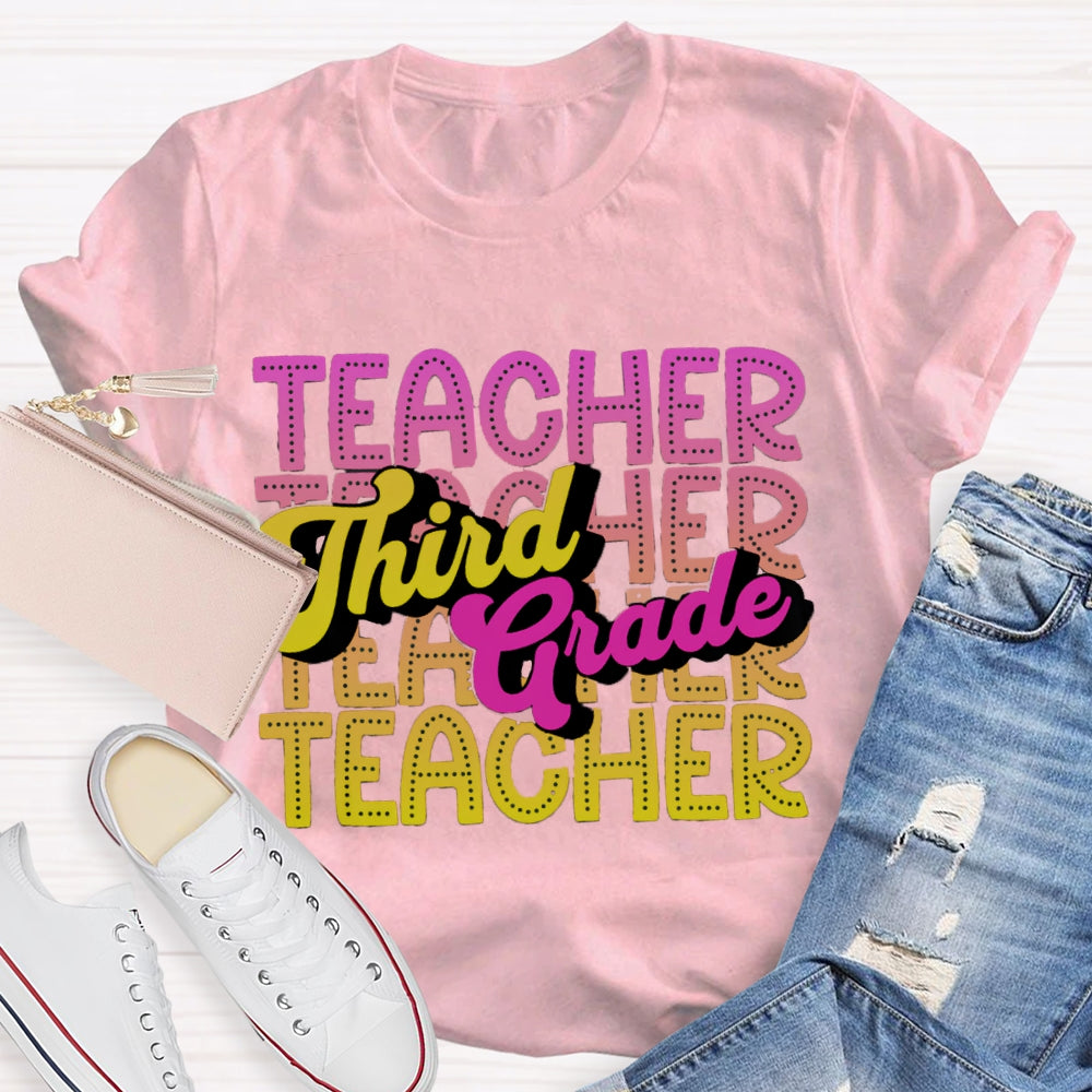 Personalized Grade Third Grade Gradient Teacher T-shirt