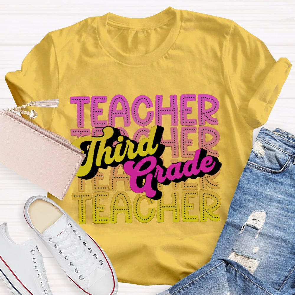 Personalized Grade Third Grade Gradient Teacher T-shirt