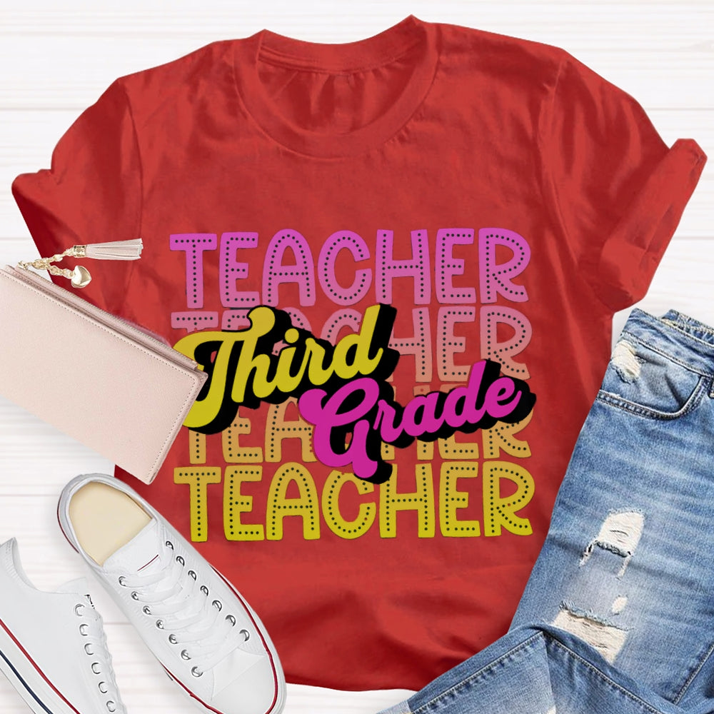 Personalized Grade Third Grade Gradient Teacher T-shirt