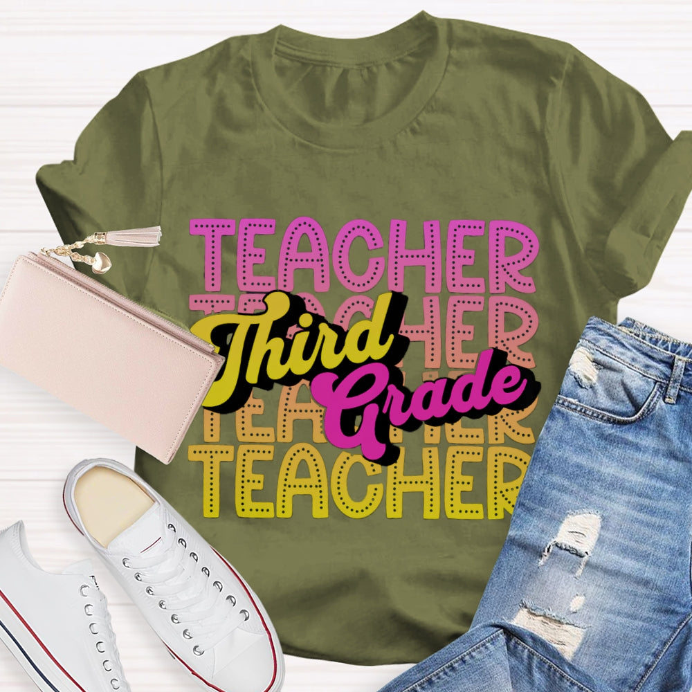 Personalized Grade Third Grade Gradient Teacher T-shirt