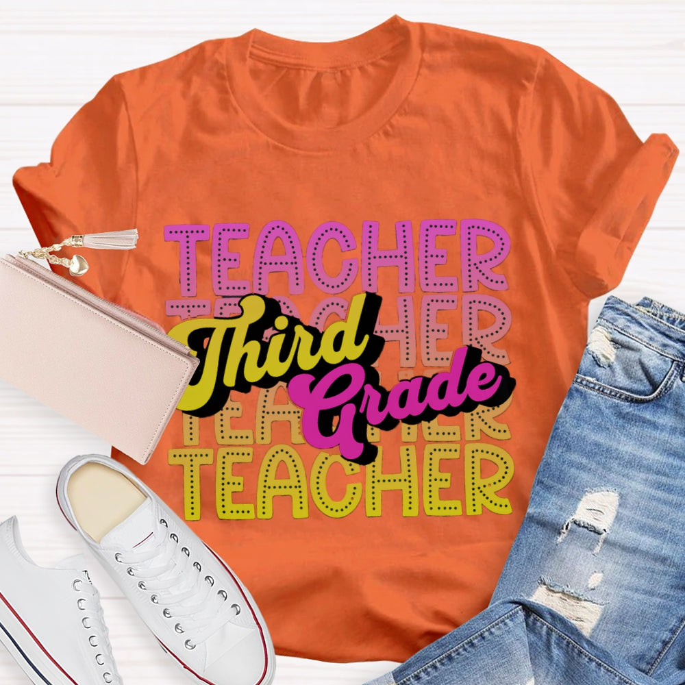 Personalized Grade Third Grade Gradient Teacher T-shirt