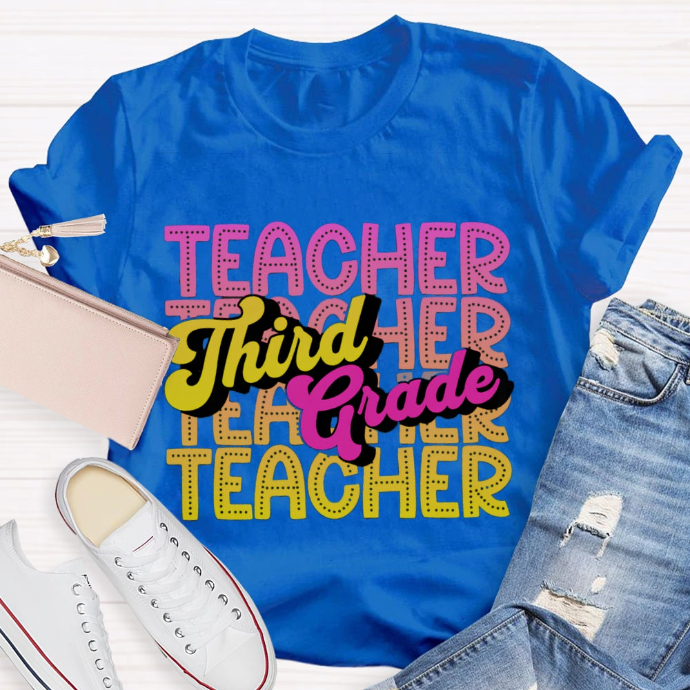 Personalized Grade Third Grade Gradient Teacher T-shirt
