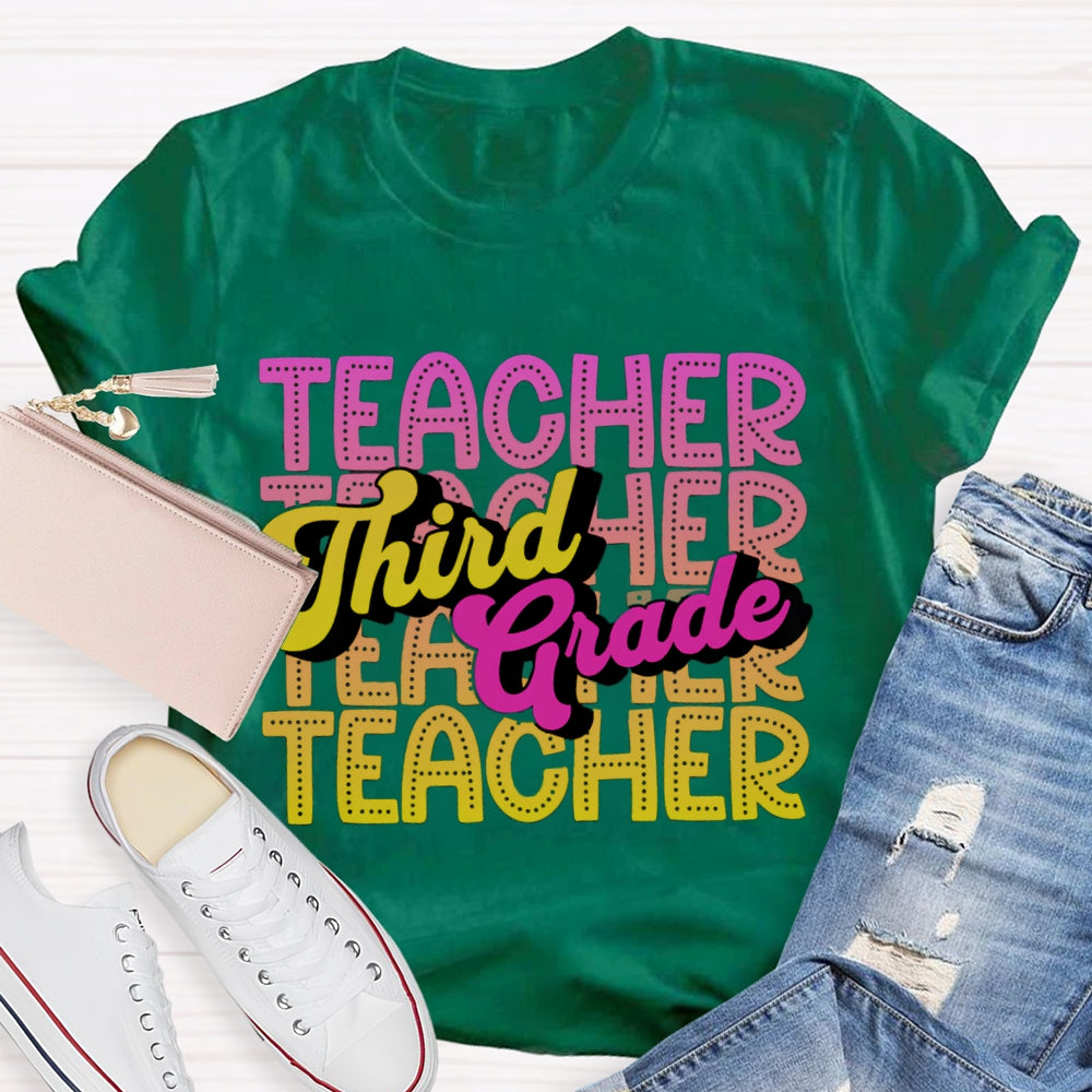 Personalized Grade Third Grade Gradient Teacher T-shirt