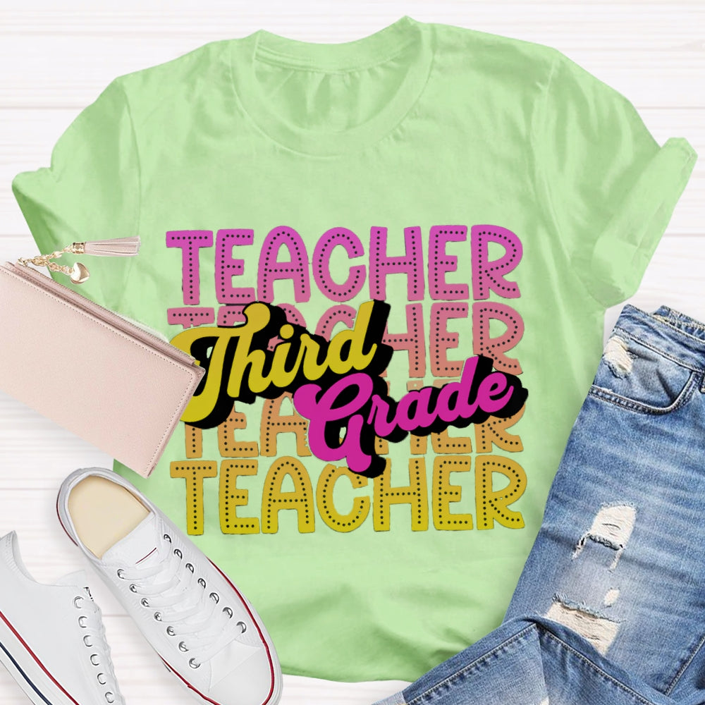Personalized Grade Third Grade Gradient Teacher T-shirt