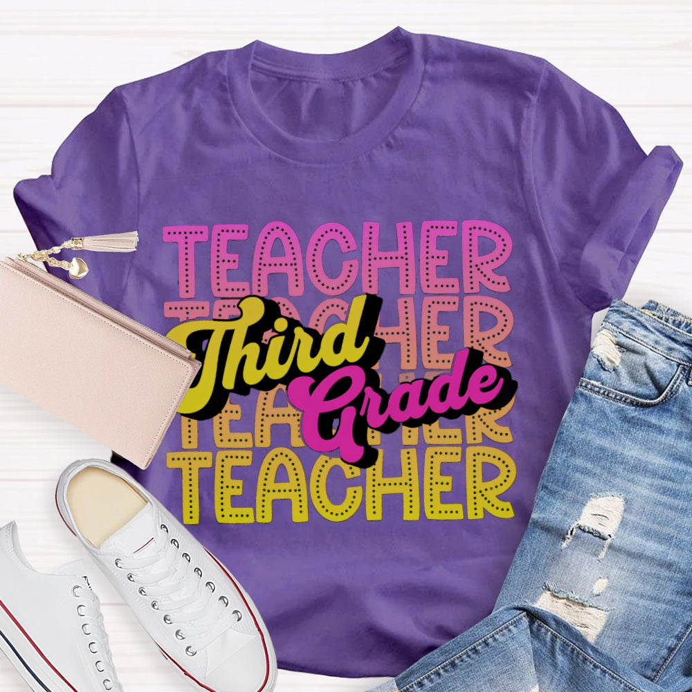 Personalized Grade Third Grade Gradient Teacher T-shirt