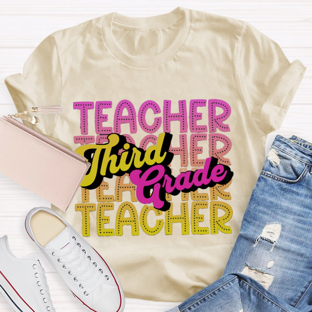 Personalized Grade Third Grade Gradient Teacher T-shirt