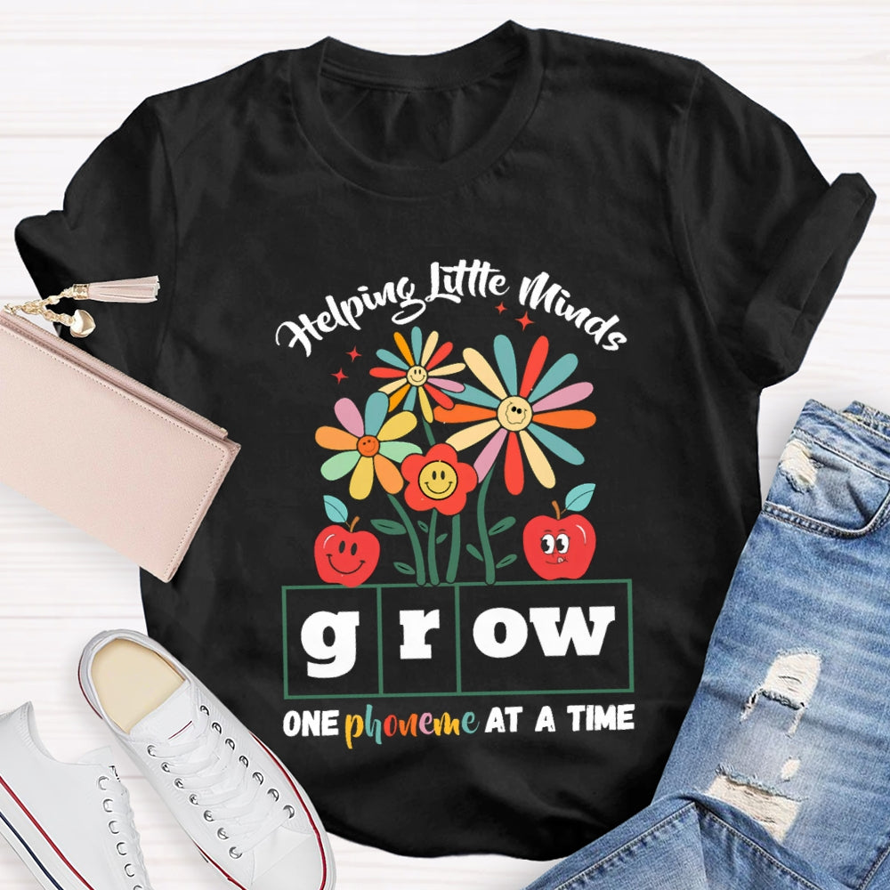 Helping Little Minds Grow One Phoneme At A Time Sunflowers And Apples T-shirt