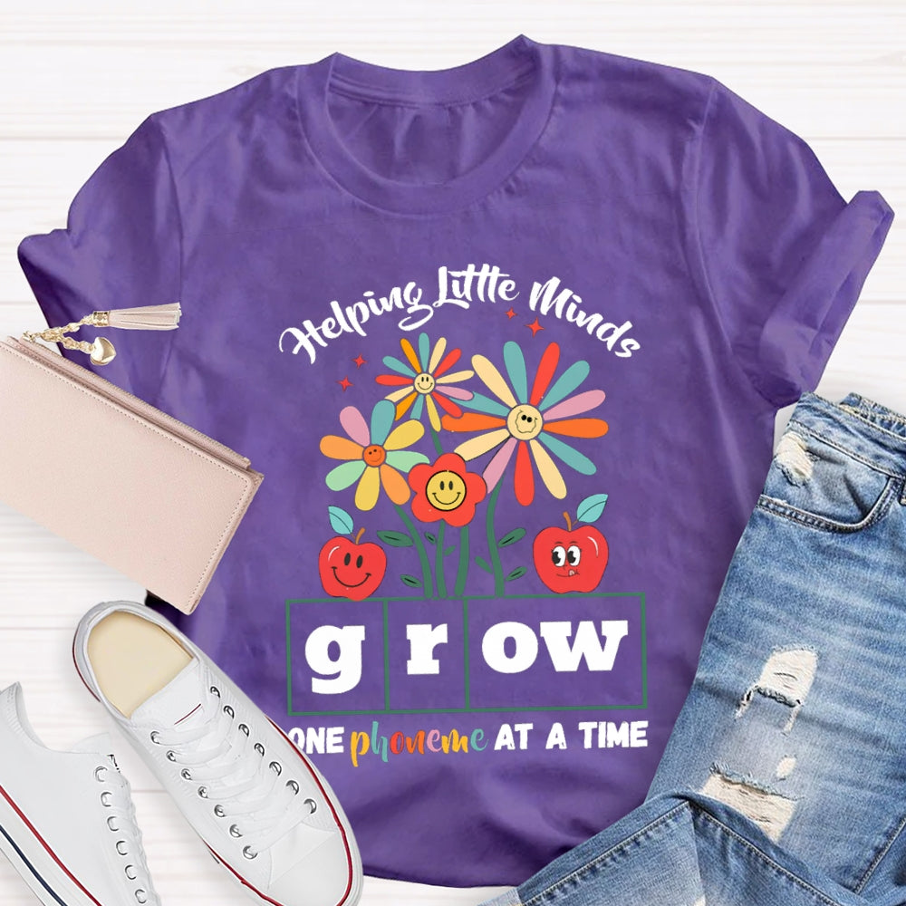 Helping Little Minds Grow One Phoneme At A Time Sunflowers And Apples T-shirt