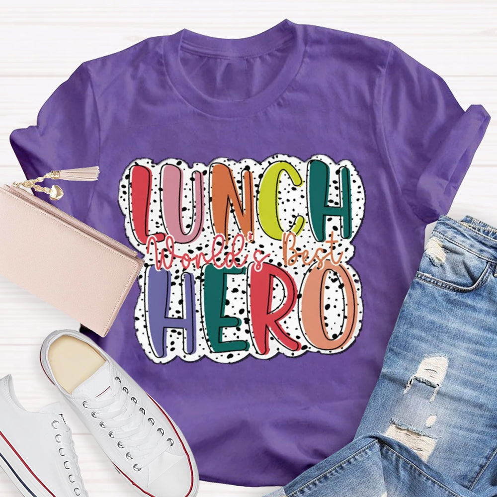World'S Best Lunch Hero Polka Dot Print T-shirt