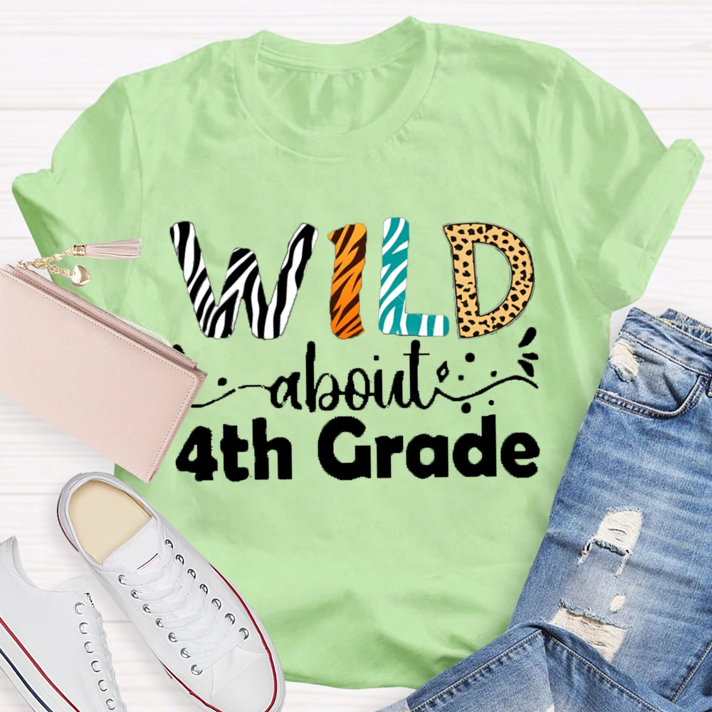 Personalized Grade Wild About 4th Grade Back To School Teacher Shirt