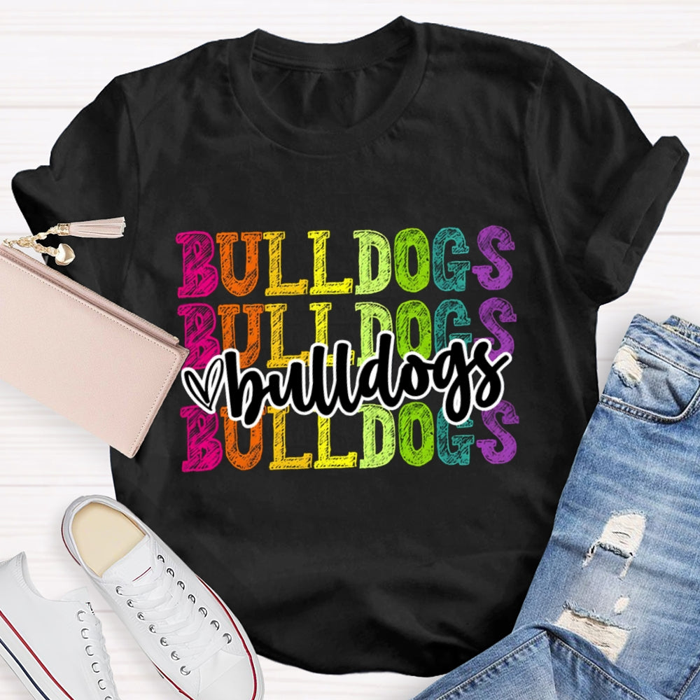 Personalized Mascot Bulldogs Tie-Dye Print T-shirt