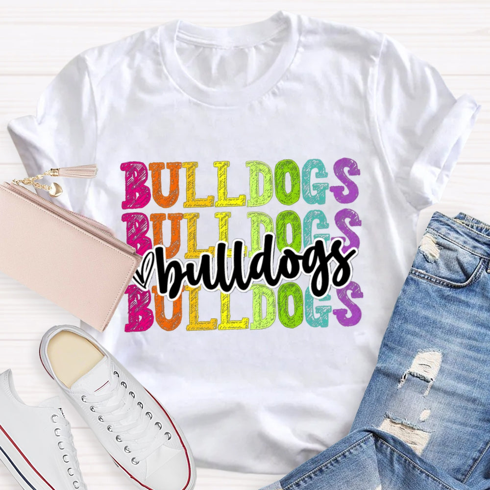 Personalized Mascot Bulldogs Tie-Dye Print T-shirt