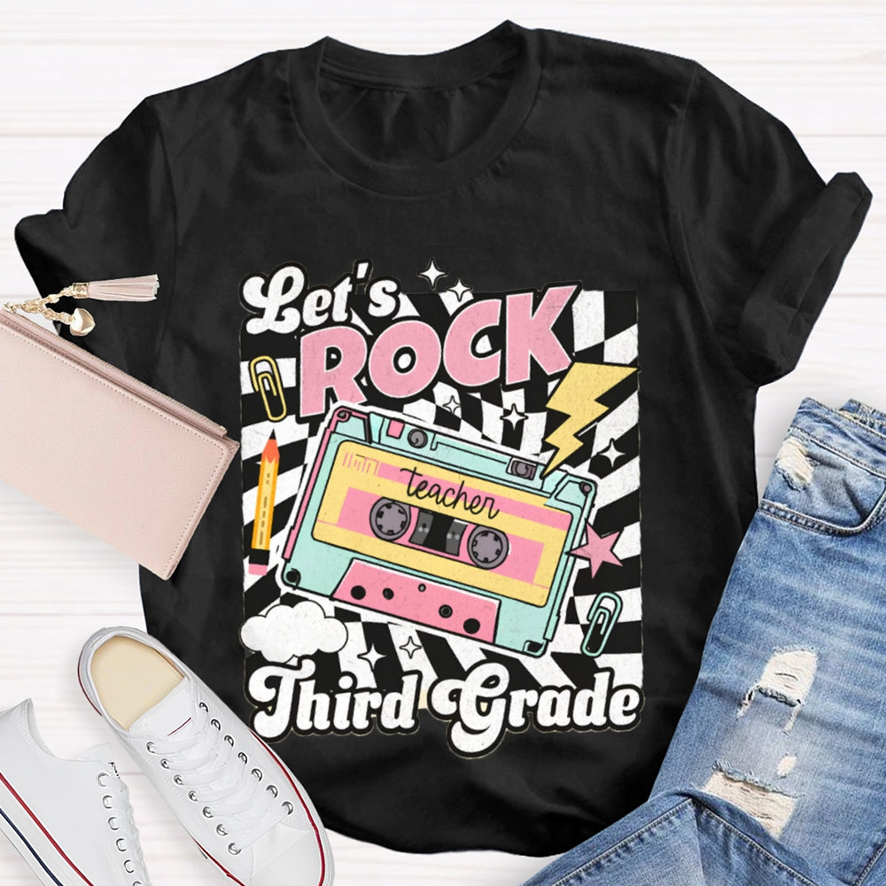 Personalized Grade Third Grade Let'S Rock Teacher T-shirt