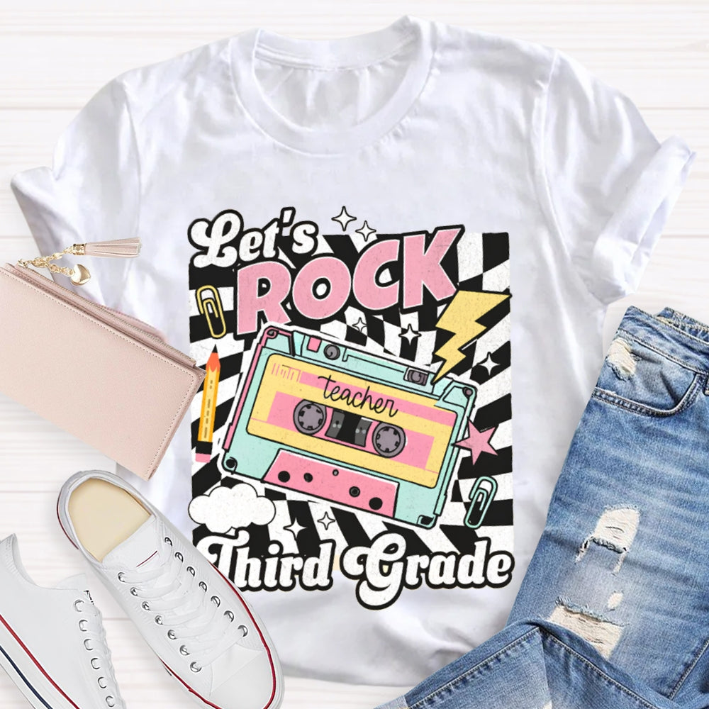 Personalized Grade Third Grade Let'S Rock Teacher T-shirt