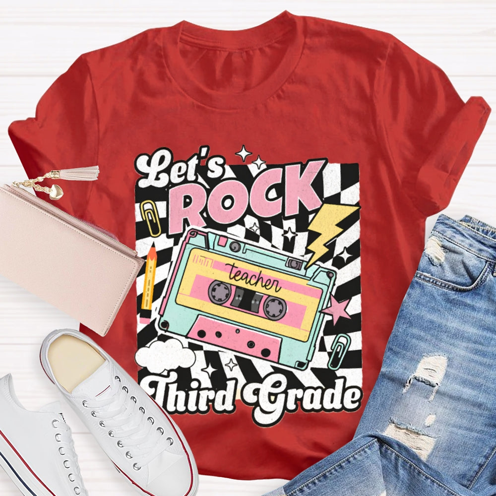 Personalized Grade Third Grade Let'S Rock Teacher T-shirt
