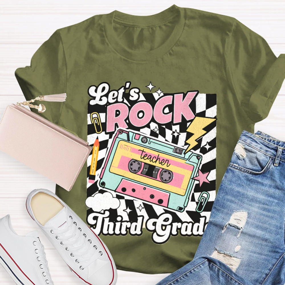 Personalized Grade Third Grade Let'S Rock Teacher T-shirt