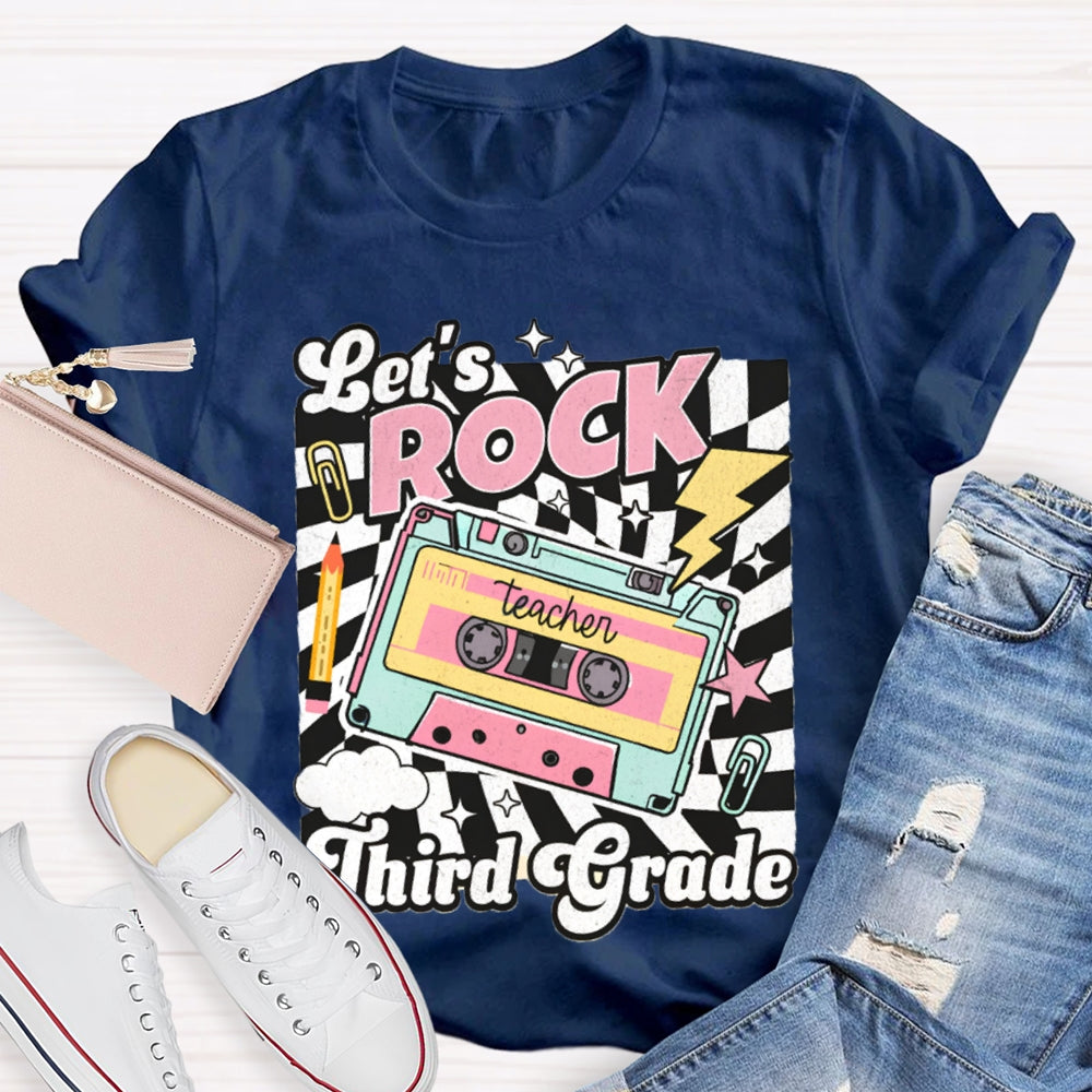Personalized Grade Third Grade Let'S Rock Teacher T-shirt
