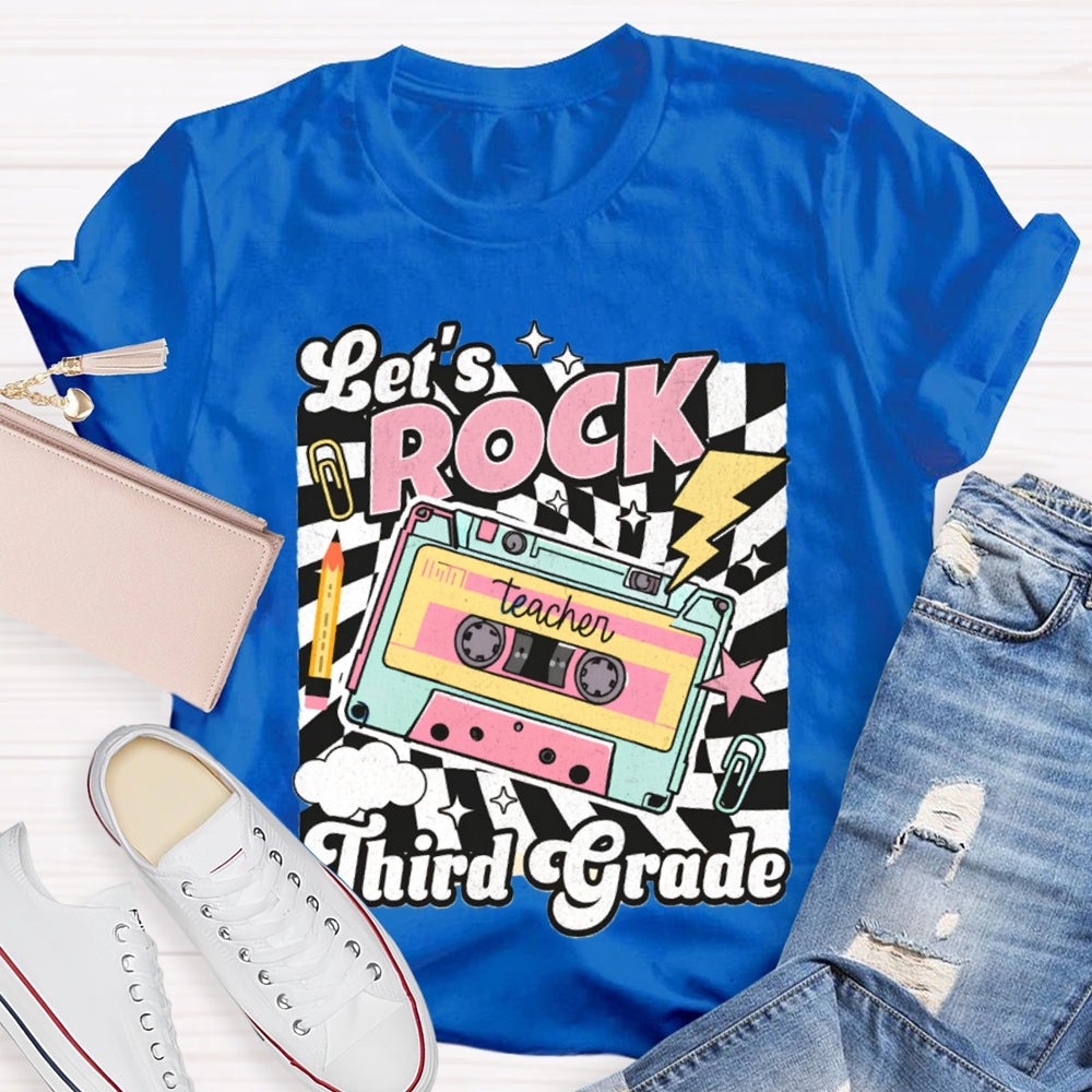 Personalized Grade Third Grade Let'S Rock Teacher T-shirt