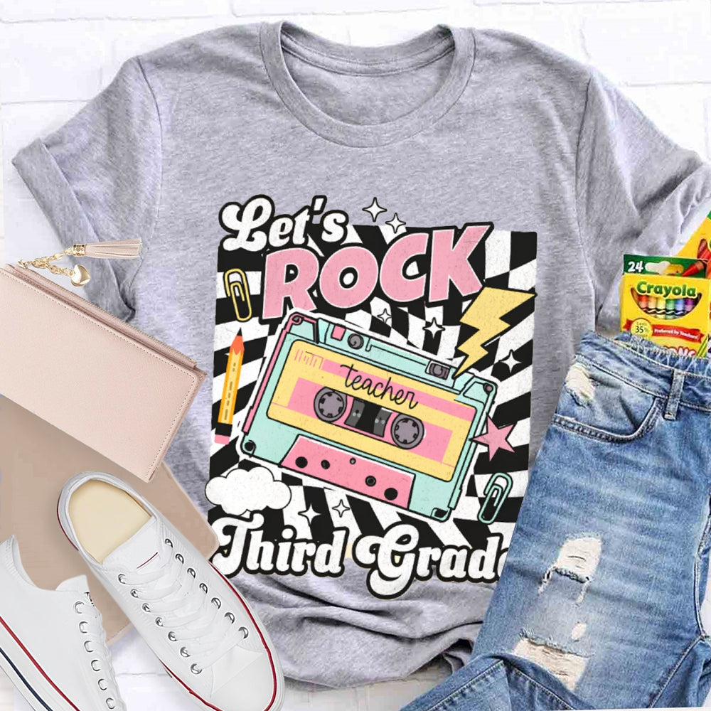 Personalized Grade Third Grade Let'S Rock Teacher T-shirt