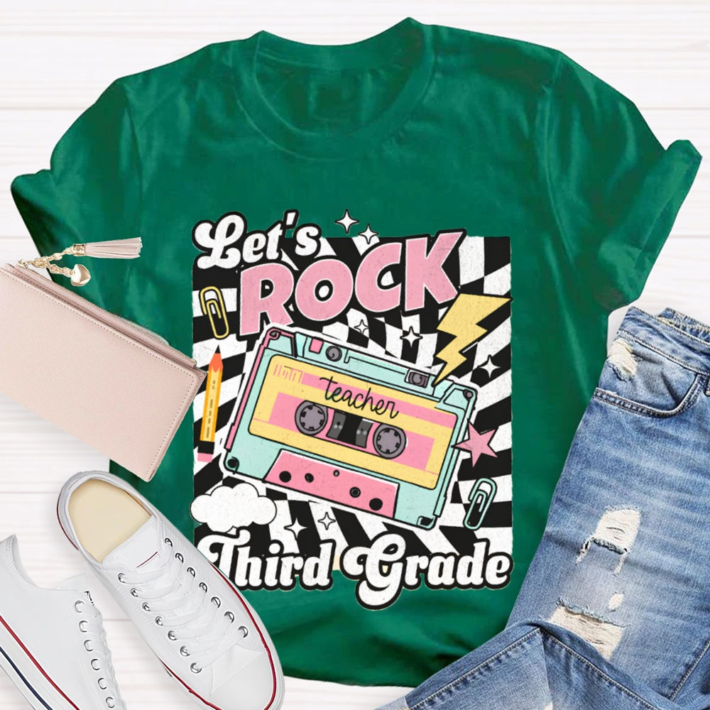 Personalized Grade Third Grade Let'S Rock Teacher T-shirt
