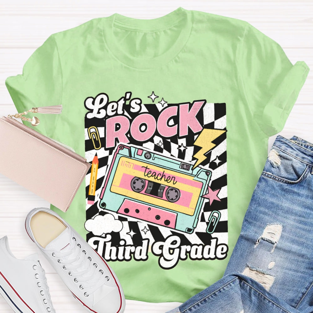Personalized Grade Third Grade Let'S Rock Teacher T-shirt