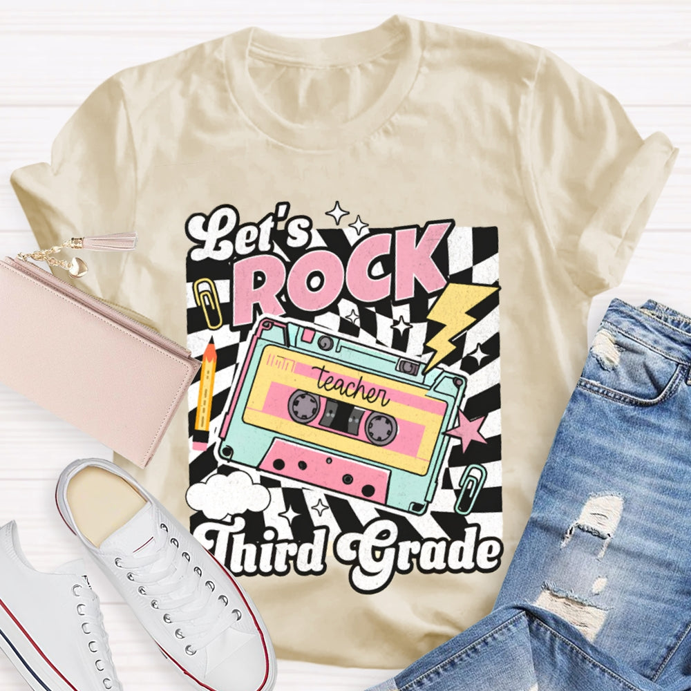 Personalized Grade Third Grade Let'S Rock Teacher T-shirt