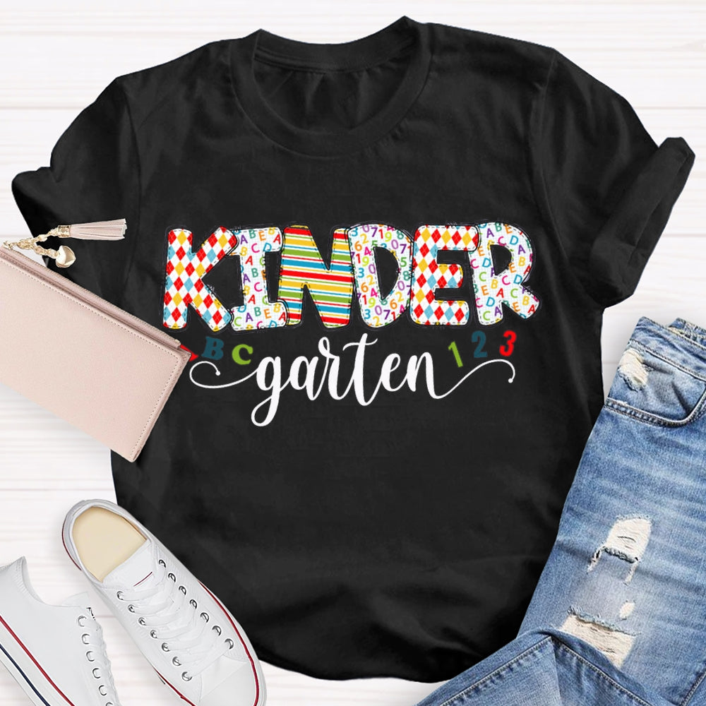 Personalized Grade Kinder Garten Colorful Printed Letters T-shirt