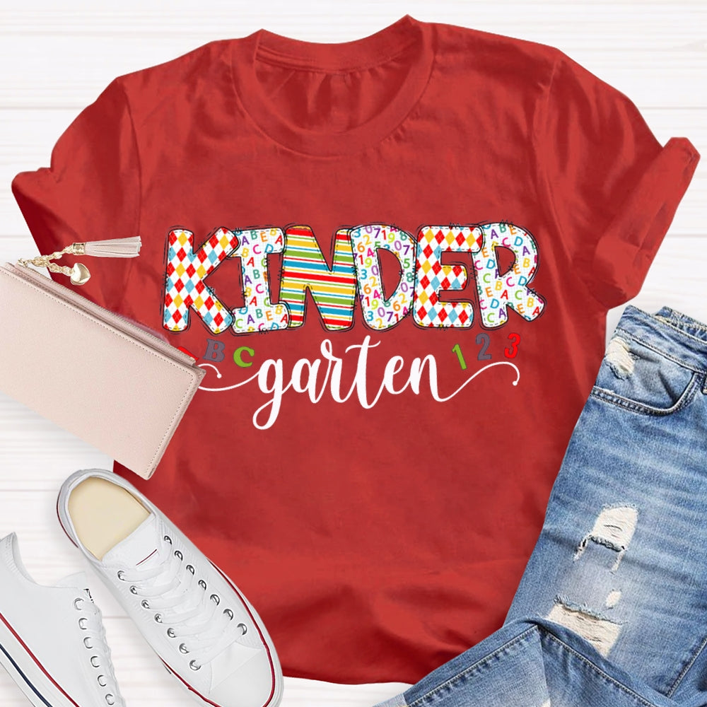 Personalized Grade Kinder Garten Colorful Printed Letters T-shirt