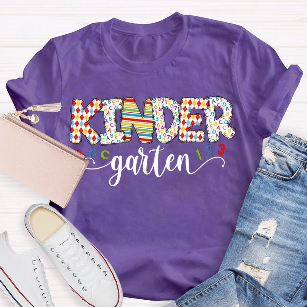 Personalized Grade Kinder Garten Colorful Printed Letters T-shirt