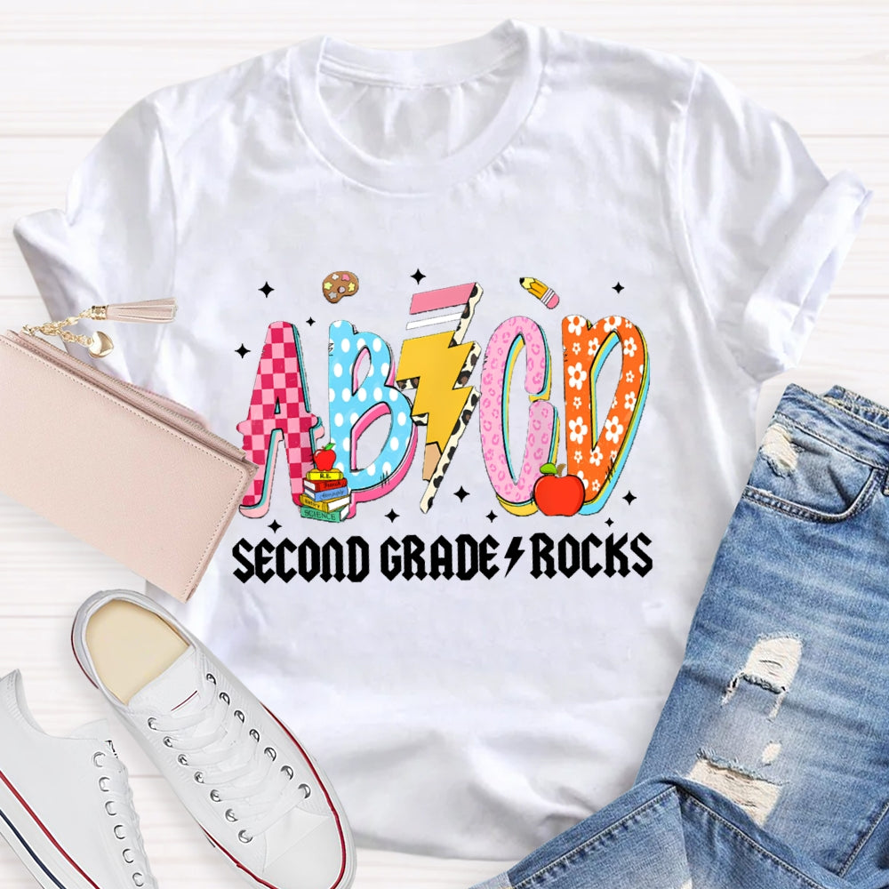 Personalized Grade Second Grade Rocks Teacher T-shirt