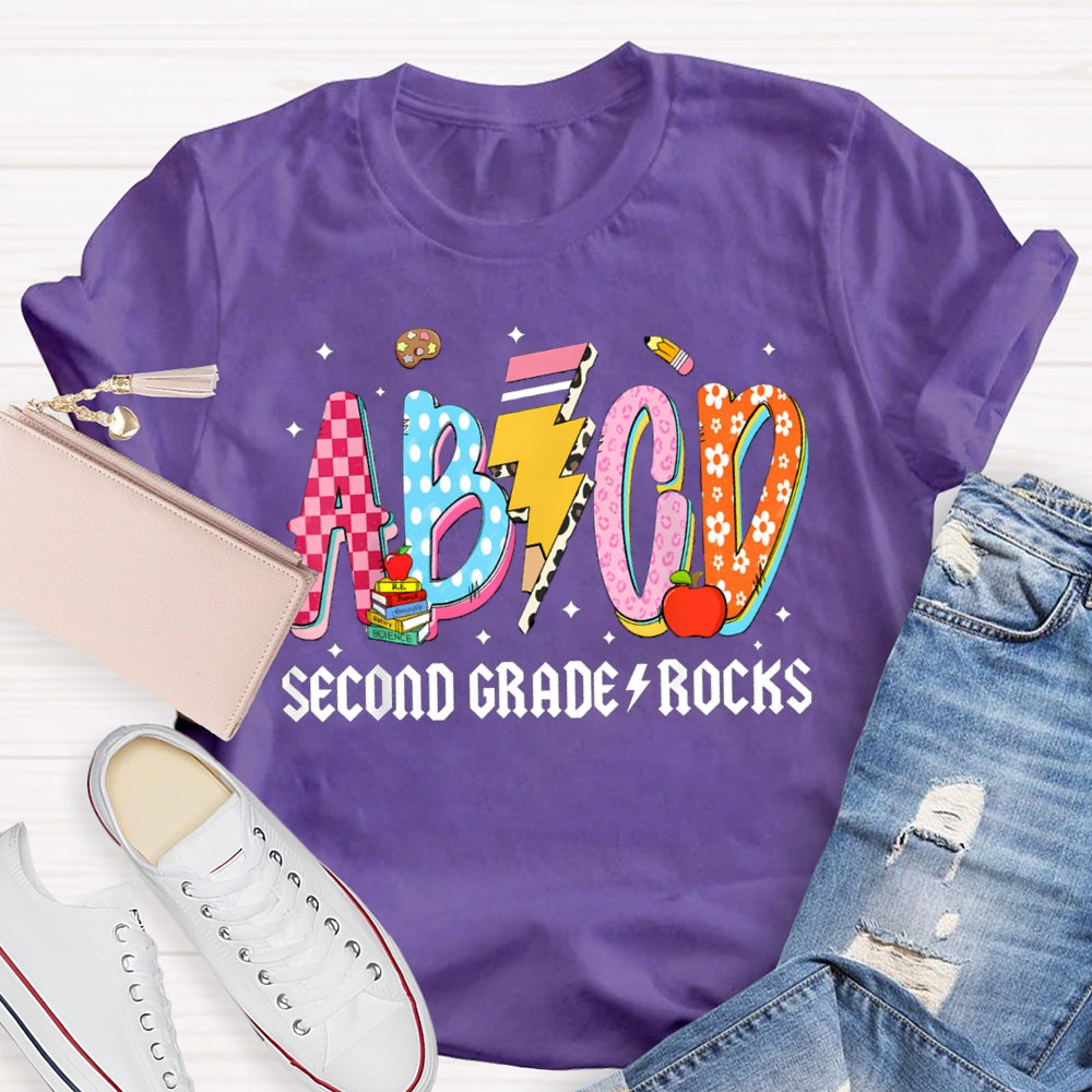 Personalized Grade Second Grade Rocks Teacher T-shirt