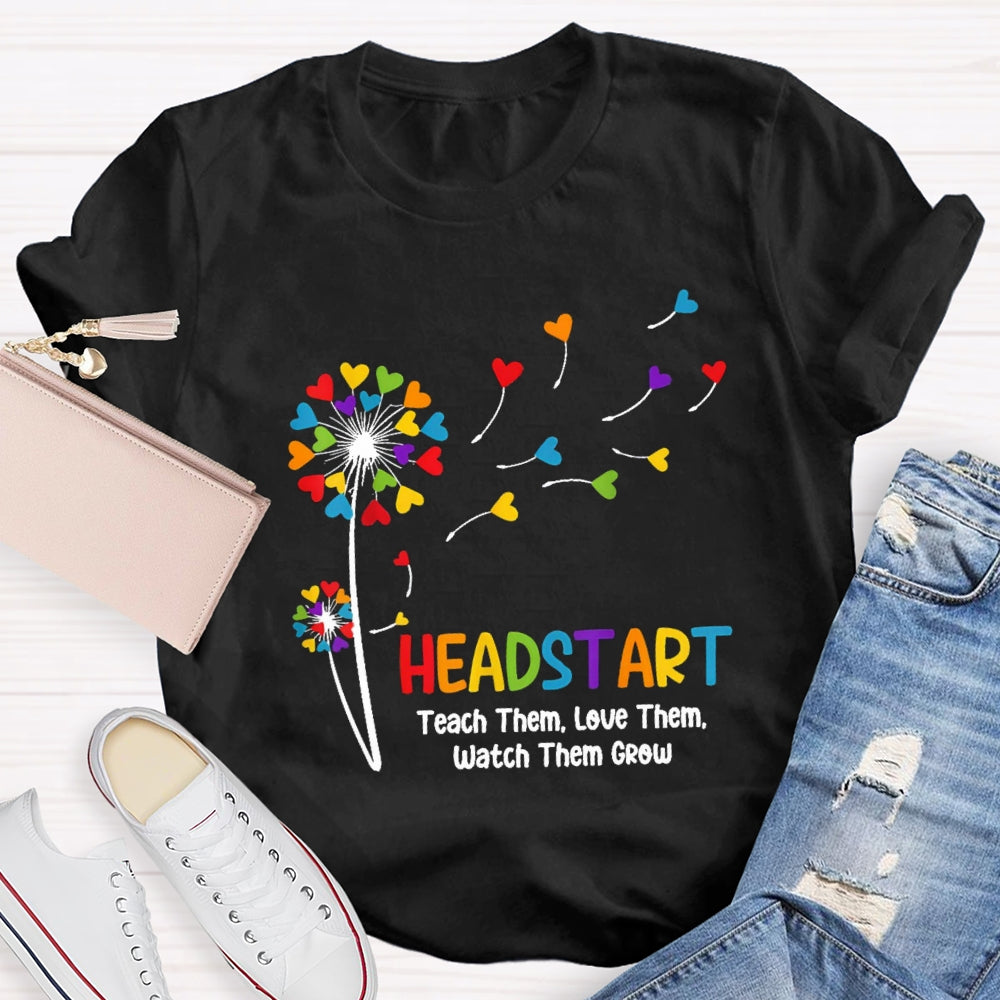 Head Start Teach Them Love Them Watch Them Grow Heart Balloon T-shirt
