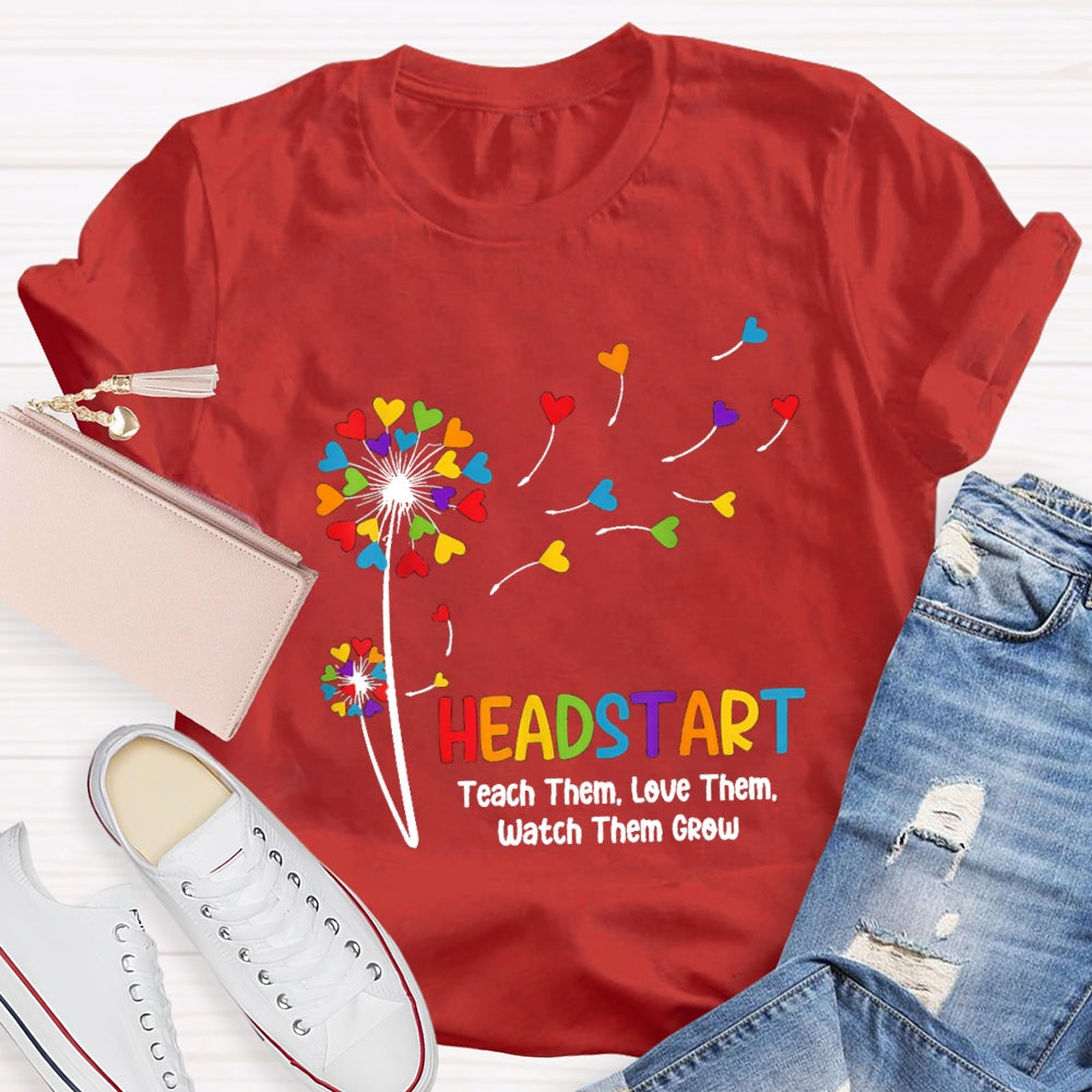 Head Start Teach Them Love Them Watch Them Grow Heart Balloon T-shirt